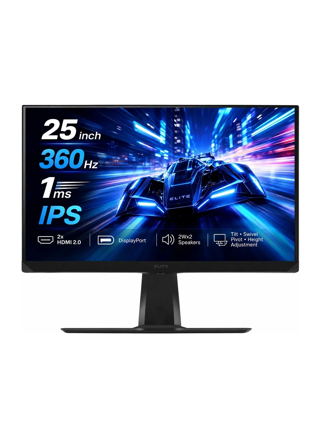 Premium 25-inch 360Hz IPS Gaming Monitor, 1ms Response Time, Ergonomic Adjustable Stand, Dual HDMI & DisplayPort Connectivity (Black, 25 inch) 04dlw