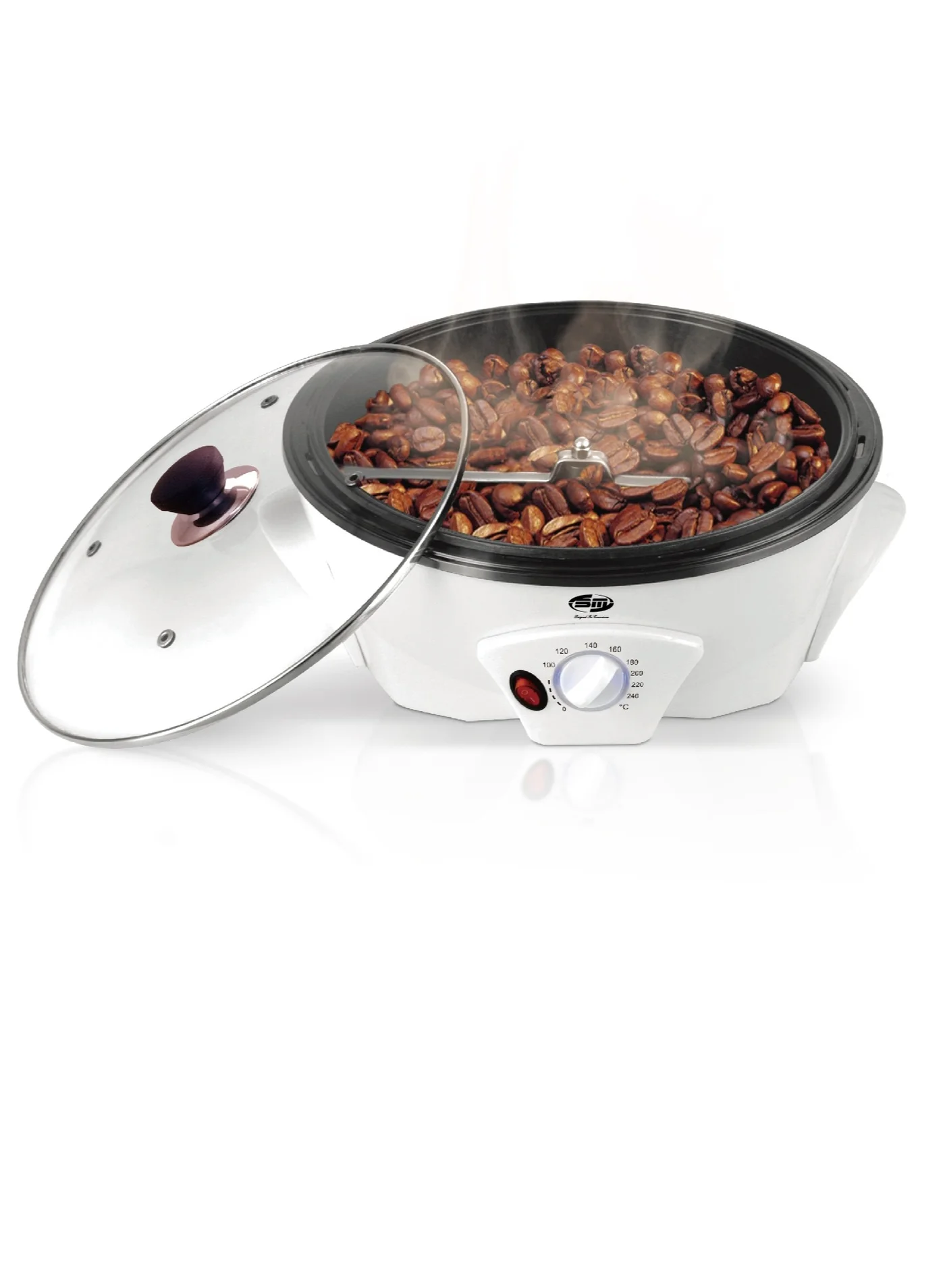 2-in-1 Coffee Bean Roaster and Popcorn Maker Machine (Aluminum, Built-In Design) yku0k