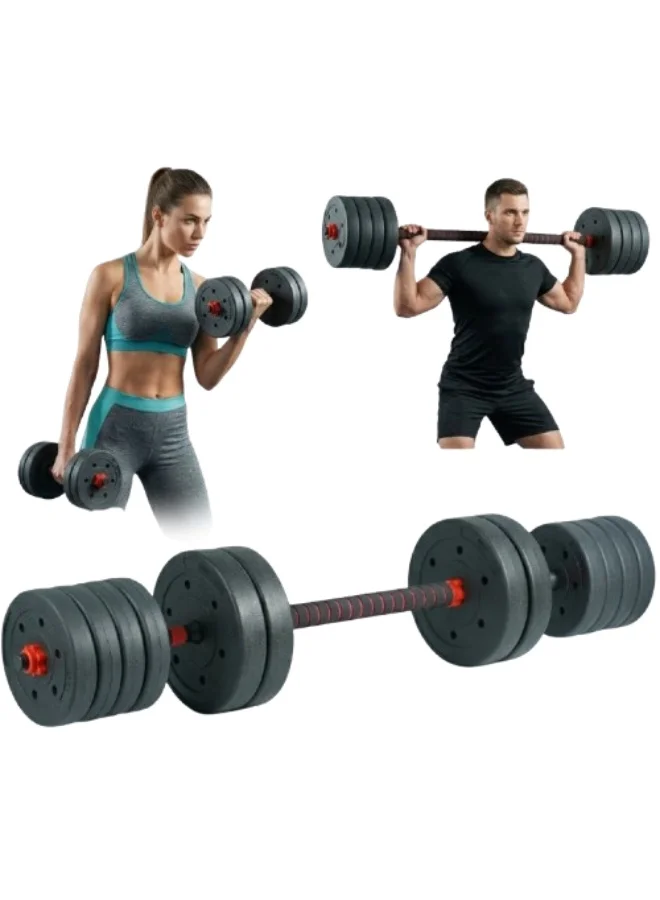 Axox Fitness Adjustable Dumbbell and Barbell Set (20kg) Premium Polypropylene Strength Training Kit for Home Gym Full Body Workout 913bz