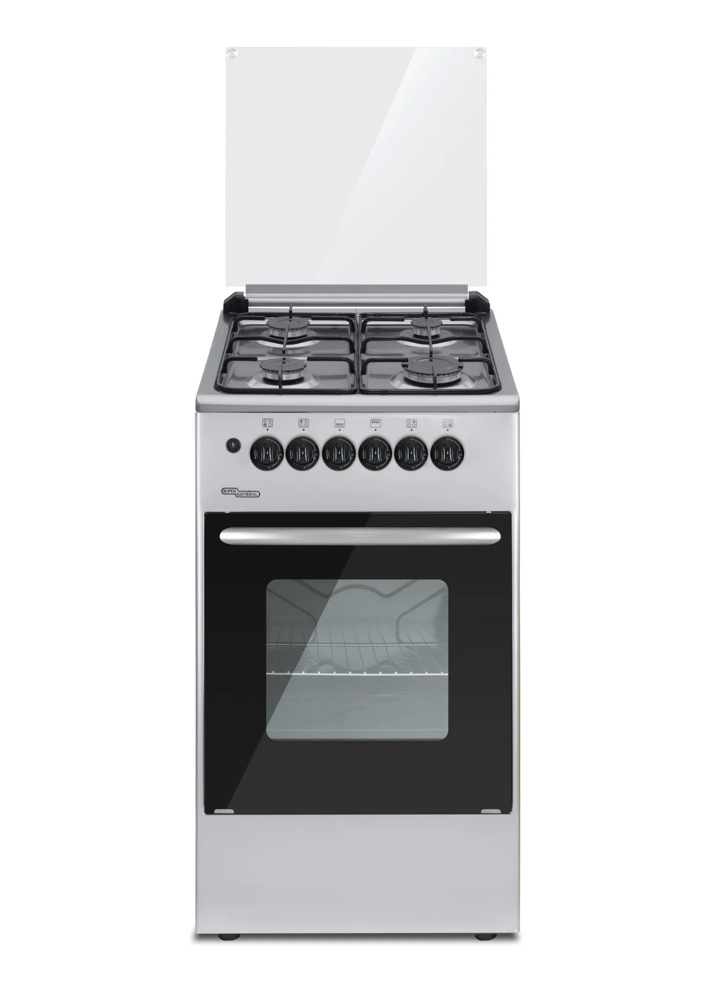Freestanding Gas Cooker with 4 Europool Burners and Rotisserie Oven (Silver, 50 x 50 x 86 cm) fad3a