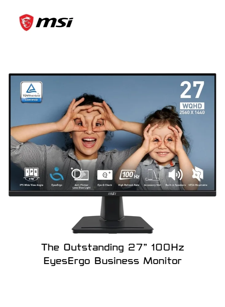 Premium Office Monitor 27 Inch WQHD IPS Display 100Hz Eye-Care Screen with Built-in Speakers and Adjustable Tilt (27 Inch) 5nxlu