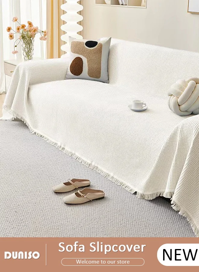 DUNISO Double Sided Knitted Throw Blanket with Tassels, Lightweight Decorative Couch Cover for Sofa and Bed (150 cm x 200 cm) m10qp
