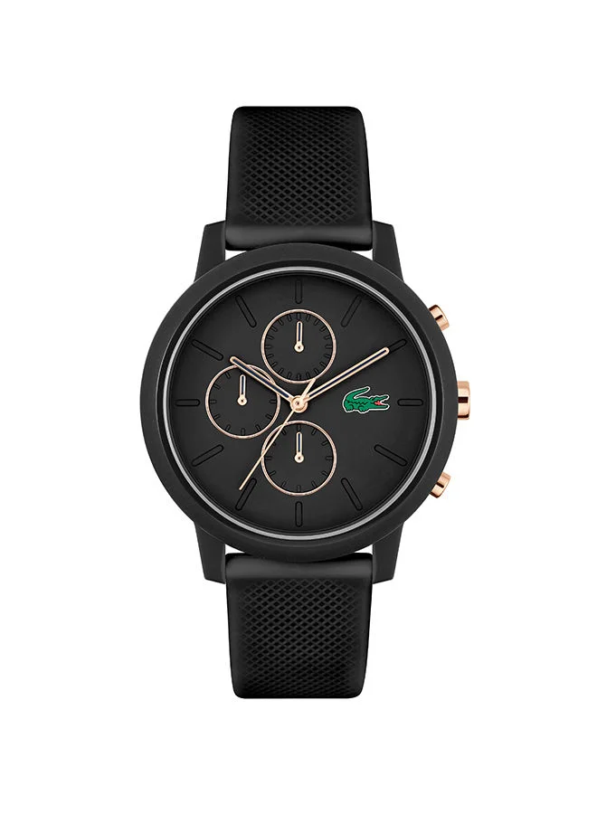 LACOSTE Men's Chronograph Quartz Wrist Watch with Silicone Strap (Black, 43 mm) bxn4w