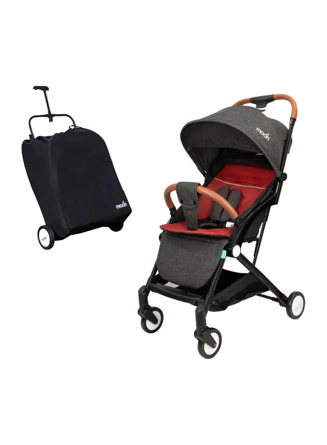 Moon Cabin Stroller Lightweight Compact Foldable Travel Pram (Black/Red, 15 kg) a17yu