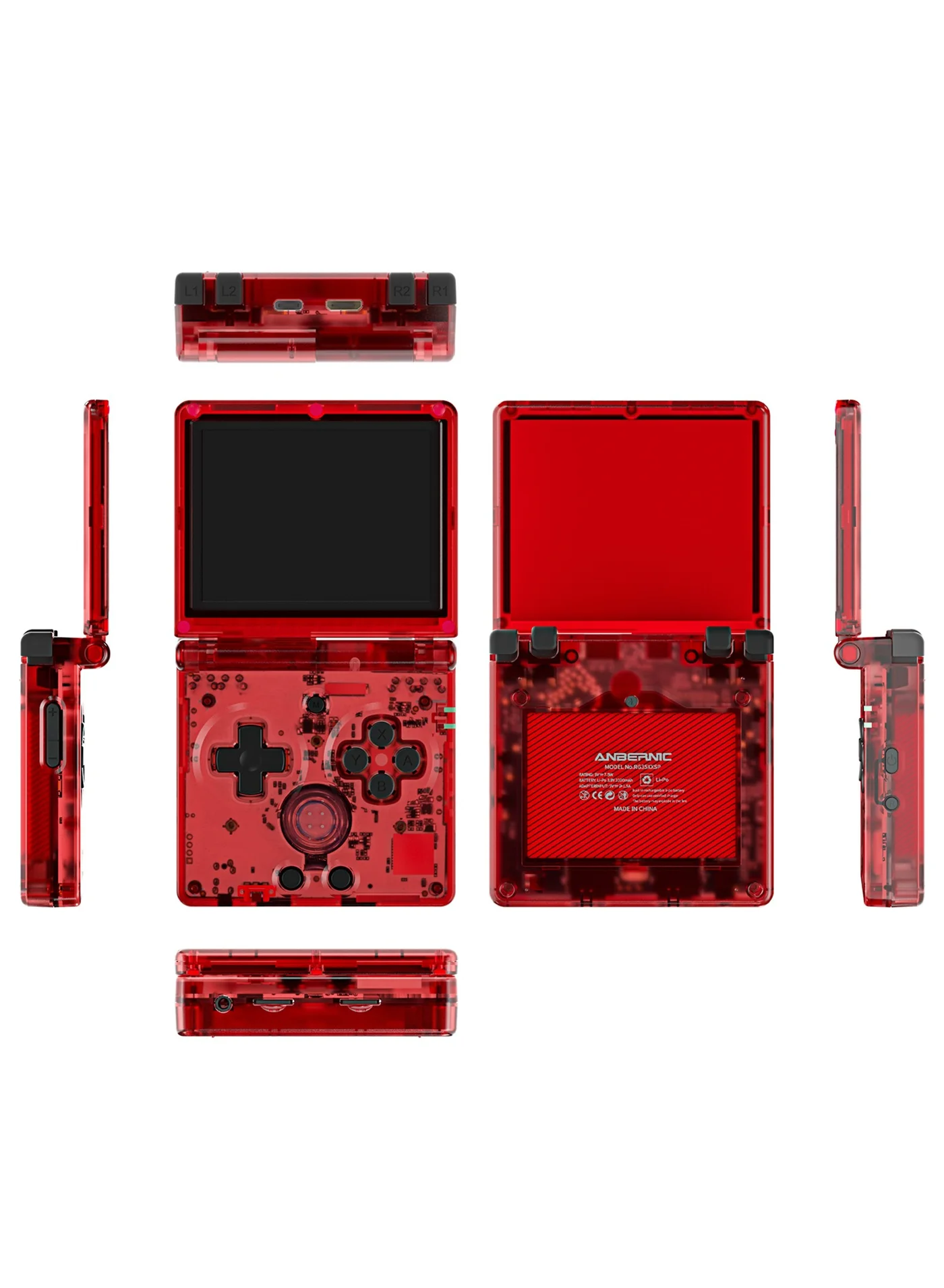 Portable Retro Flip Game Console 3.5-inch IPS Display with Hall Sensor and Bluetooth Connectivity (3300mAh Battery) m0z2z