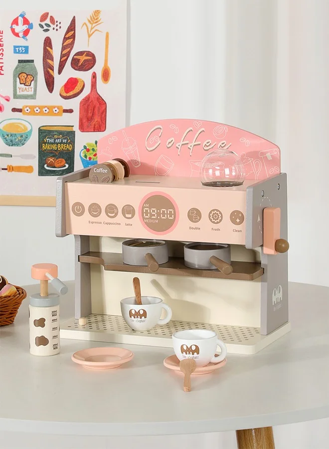 JSAITOYS Wooden Coffee Machine Toy Set Premium Pretend Play Kitchen Accessory for Kids (15 cm x 12 cm x 18 cm) 2swyj