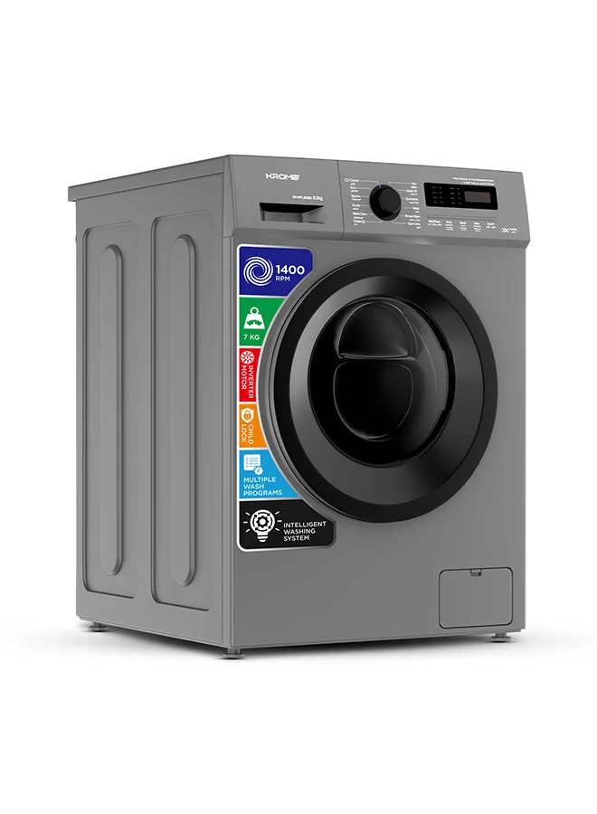 Krome 8kg Front Load Fully Automatic Washing Machine with BLDC Inverter Motor, 1400 RPM, 15 Programs, LED Display, Titanium Finish (8 kg) 9ndki