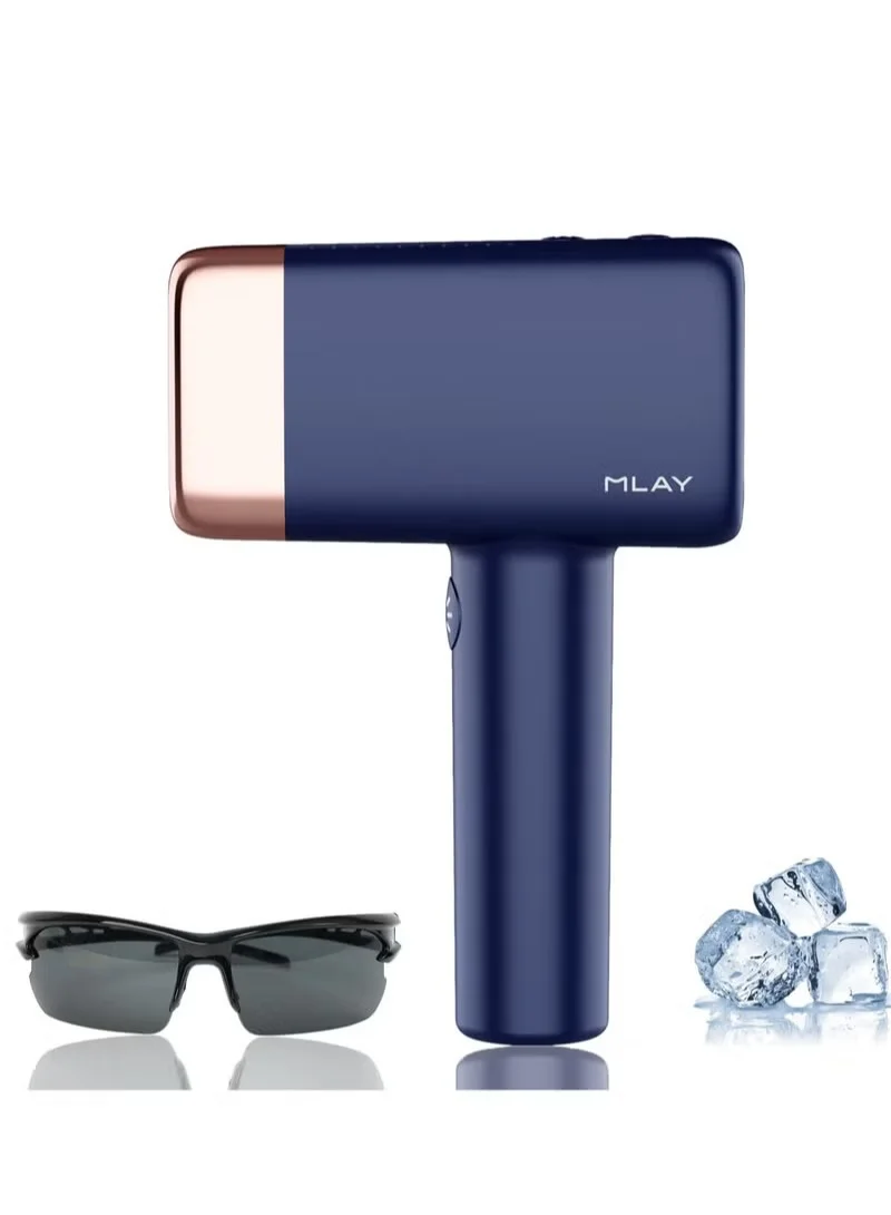 MLAY T14 Professional Ice Cooling Laser Hair Removal Device 500,000 Flashes (Dark Blue, 1 Lamp) gy6gw