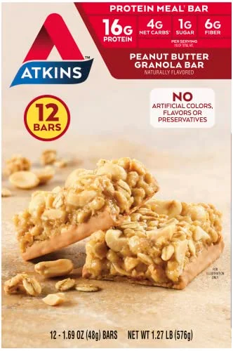 Premium Peanut Butter Granola Protein Bars Low Sugar Keto-Friendly Snack (12 Count) kpia4