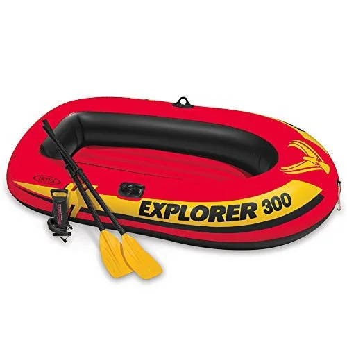 Inflatable Boat Set with French Oars and Air Pump (Durable PVC, 1 Adult and 2 Children Capacity, 186 cm x 114 cm) irg43