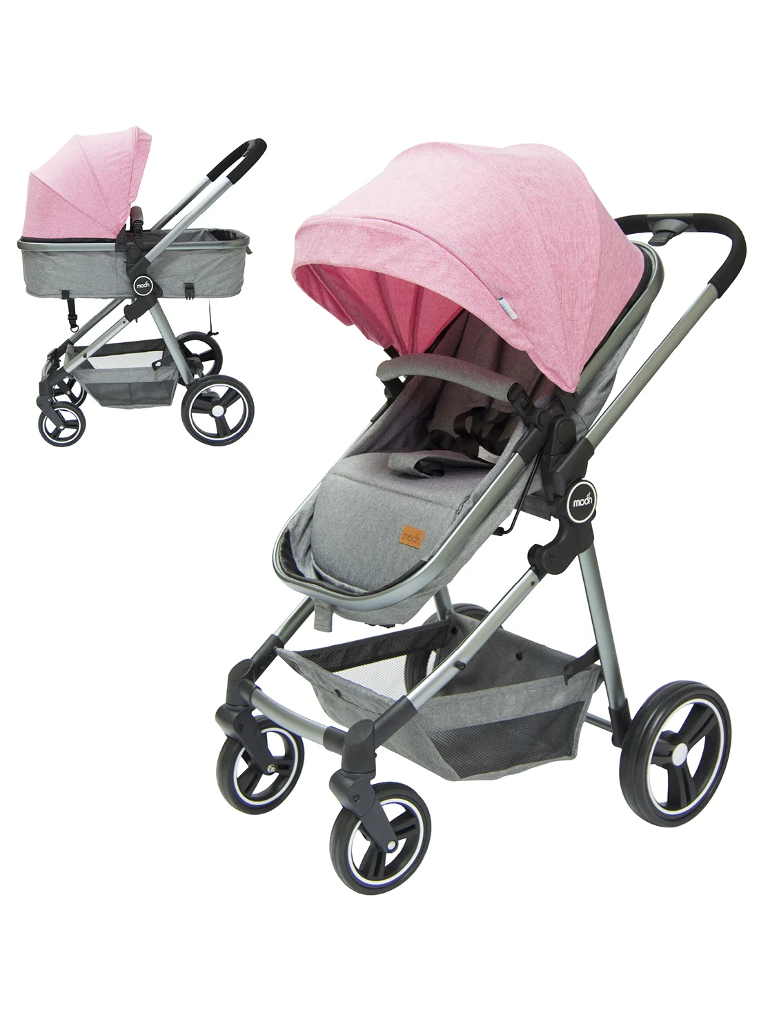 Moon 2-in-1 Convertible Stroller Premium Lightweight Travel System (Pink, 25 kg Capacity) cr7lt