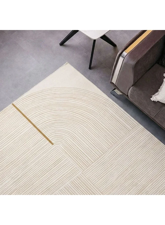 Danube Home Geometric Area Rug Modern Living Room Carpet (White/Gold, 160x230cm) 9sg6s