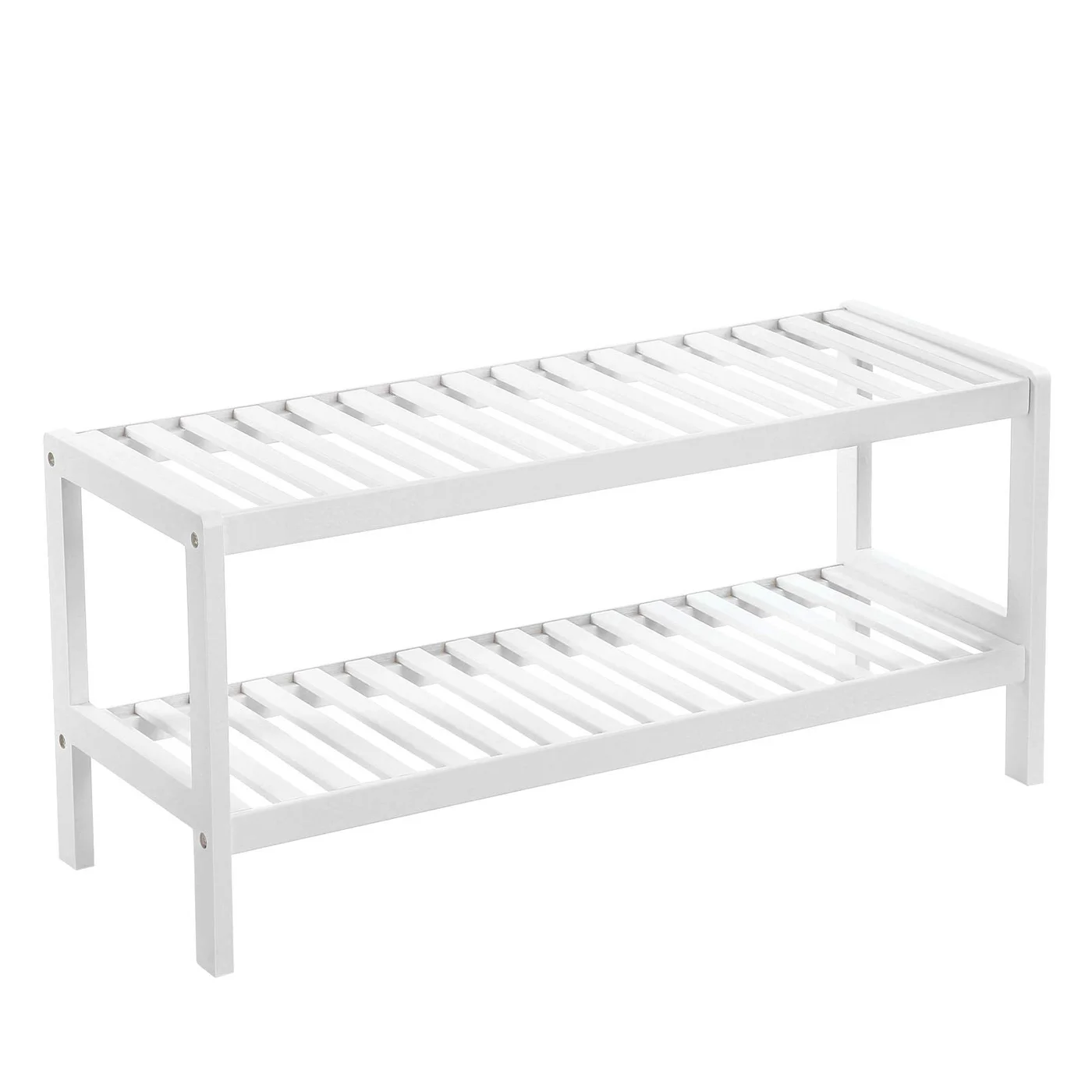 Premium Bamboo 3-Tier Shoe Rack Storage Shelf for Hallway and Living Room (White, 70 x 26 x 55 cm) xnx6h