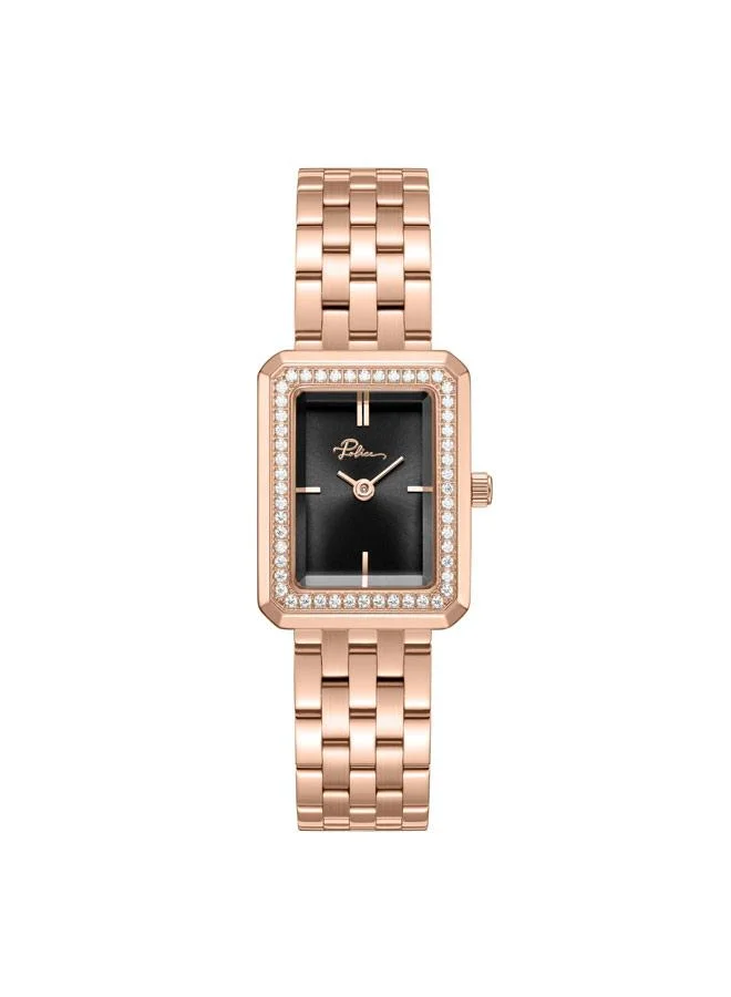 Uloya Analog Quartz Watch for Women Stainless Steel Bracelet (Black Dial, 21.7mm) 52p09
