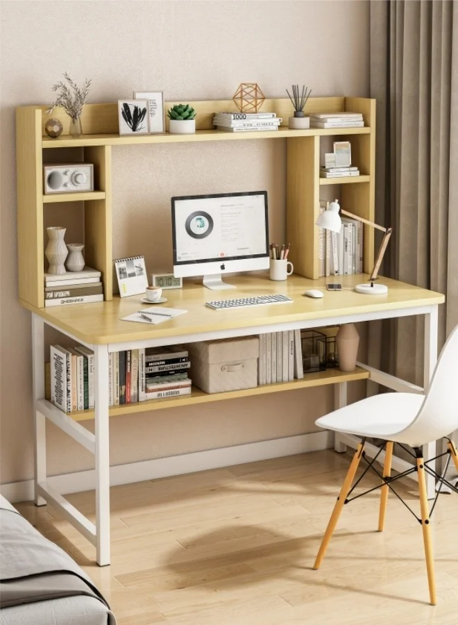 Harlan Computer Desk with Integrated Bookshelf Premium Home Office Study Writing Table (110x50x126 cm) c5t69