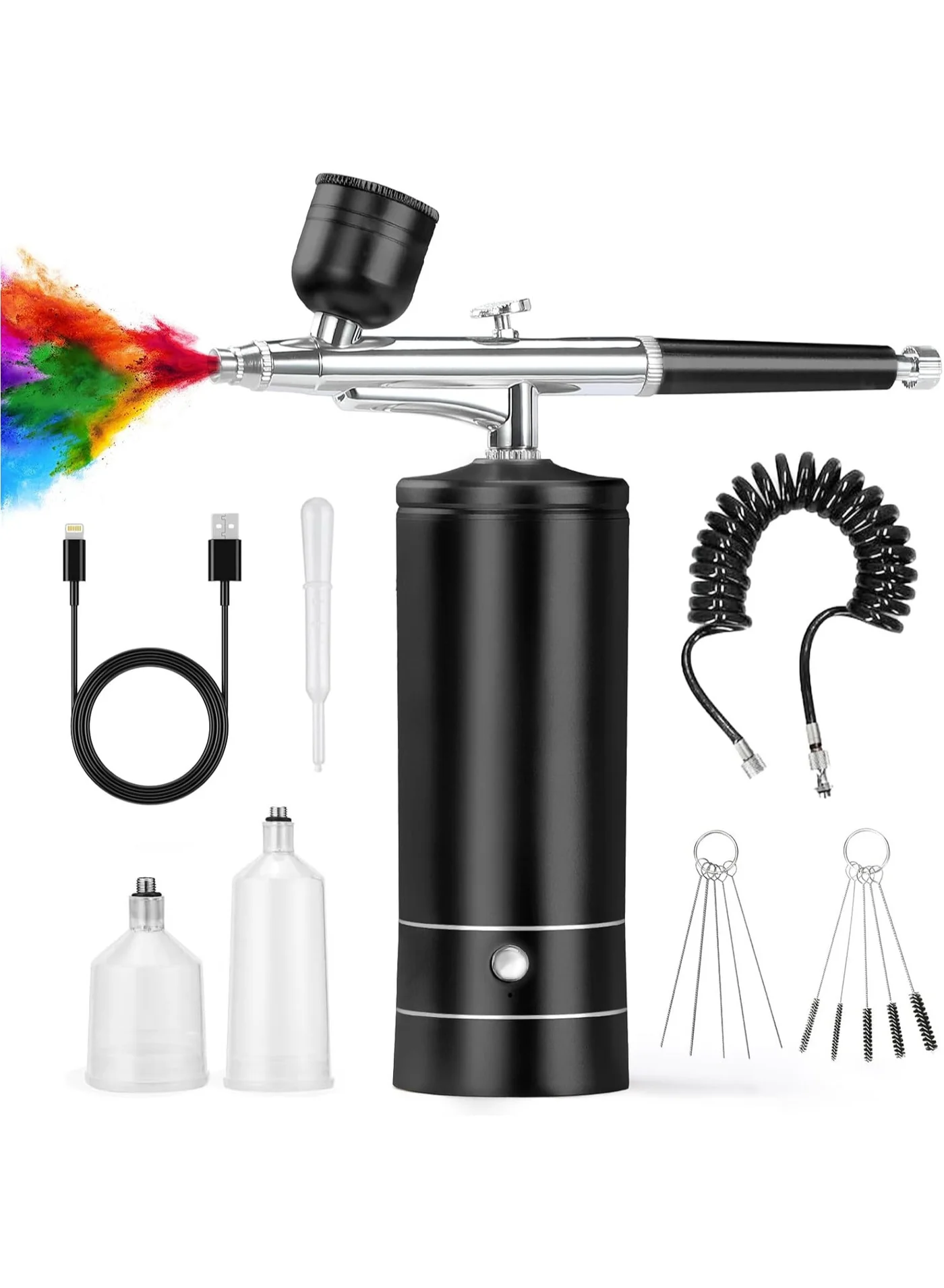 KADIP Professional Airbrush Kit with Compressor 48 PSI High-Pressure Cordless Rechargeable Set (0.3mm Nozzle, For Nail Art Makeup Painting Cake Decorating) udrcm