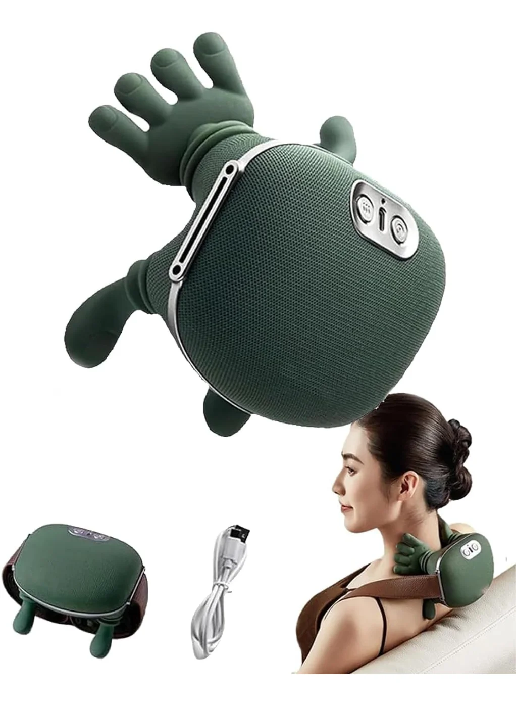 TIGER Smart Neck and Shoulder Massager Wireless 4D Deep Tissue Kneading Device with 3-Speed Adjustment for Muscle Relaxation (1PC) 9reow