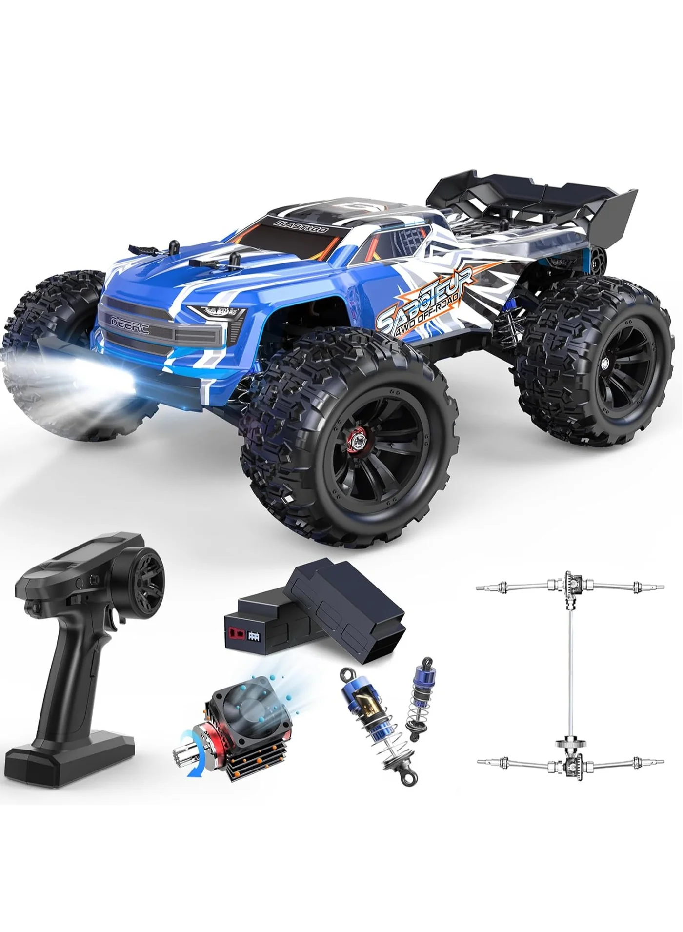 Premium Brushless RC Monster Truck 4X4 Off-Road Remote Control Vehicle High-Speed Electric Toy for Adults and Kids (2 LiPo Batteries) 3e022
