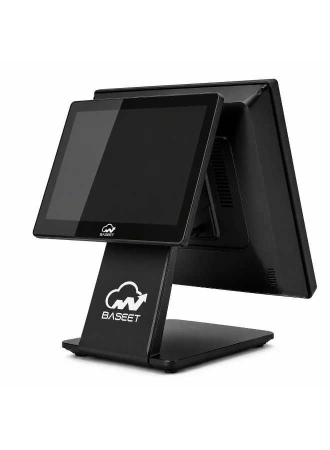 BASEET Dual Screen POS System All-in-One Terminal (15.6 Inch Main + 10.1 Inch Customer Display, 8GB RAM, 128GB SSD, Intel Core i5) 3gcqo
