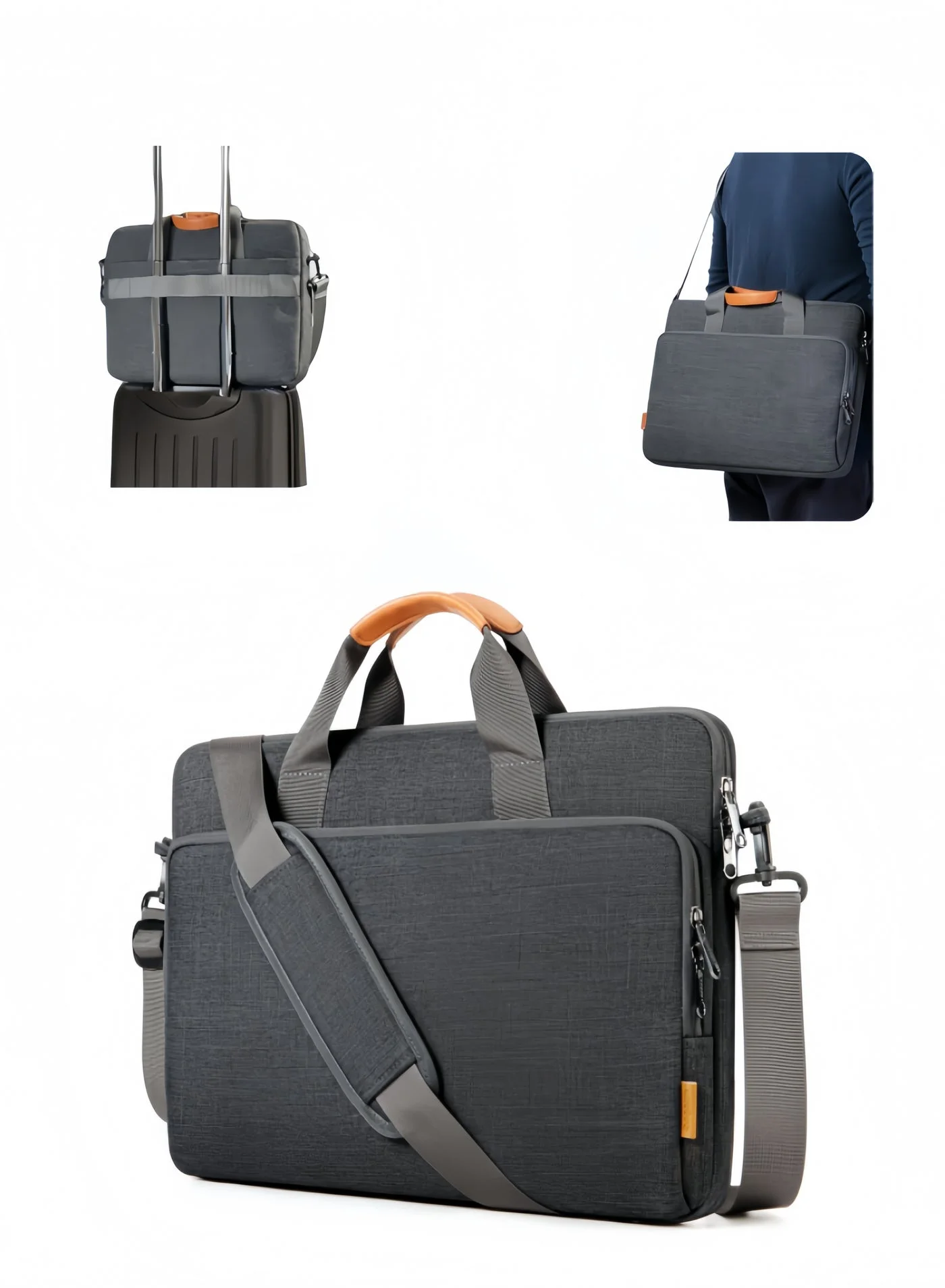 XICEN 15.6 Inch Laptop Bag Professional Business Briefcase Protective Sleeve for Men and Women (Grey, 39.6 cm) yn3e8