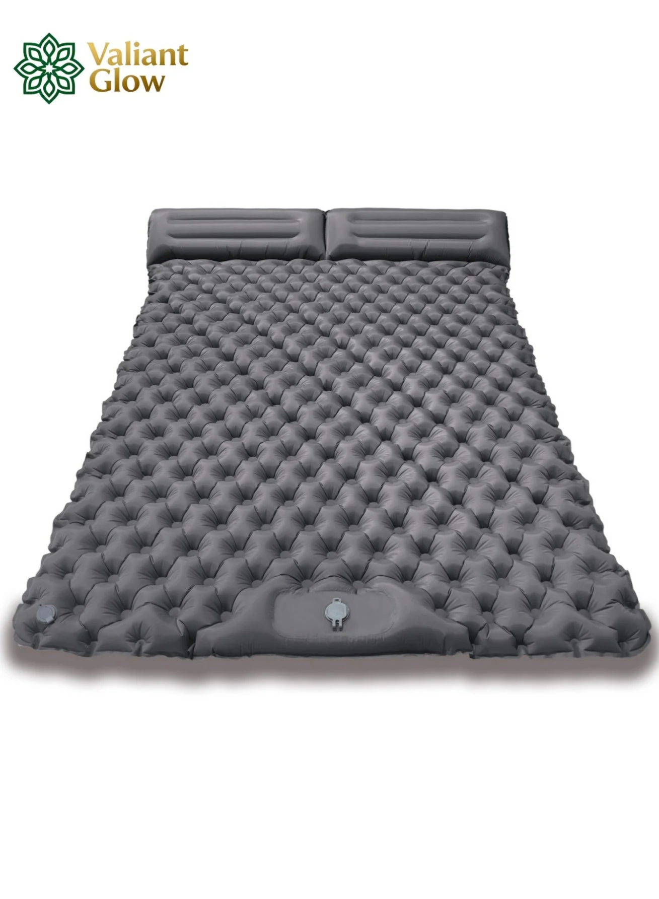 Valiant Glow Double Camping Sleeping Mat with Integrated Pillow and Foot Pump (Ultralight Nylon, 190x120cm) 00tpe