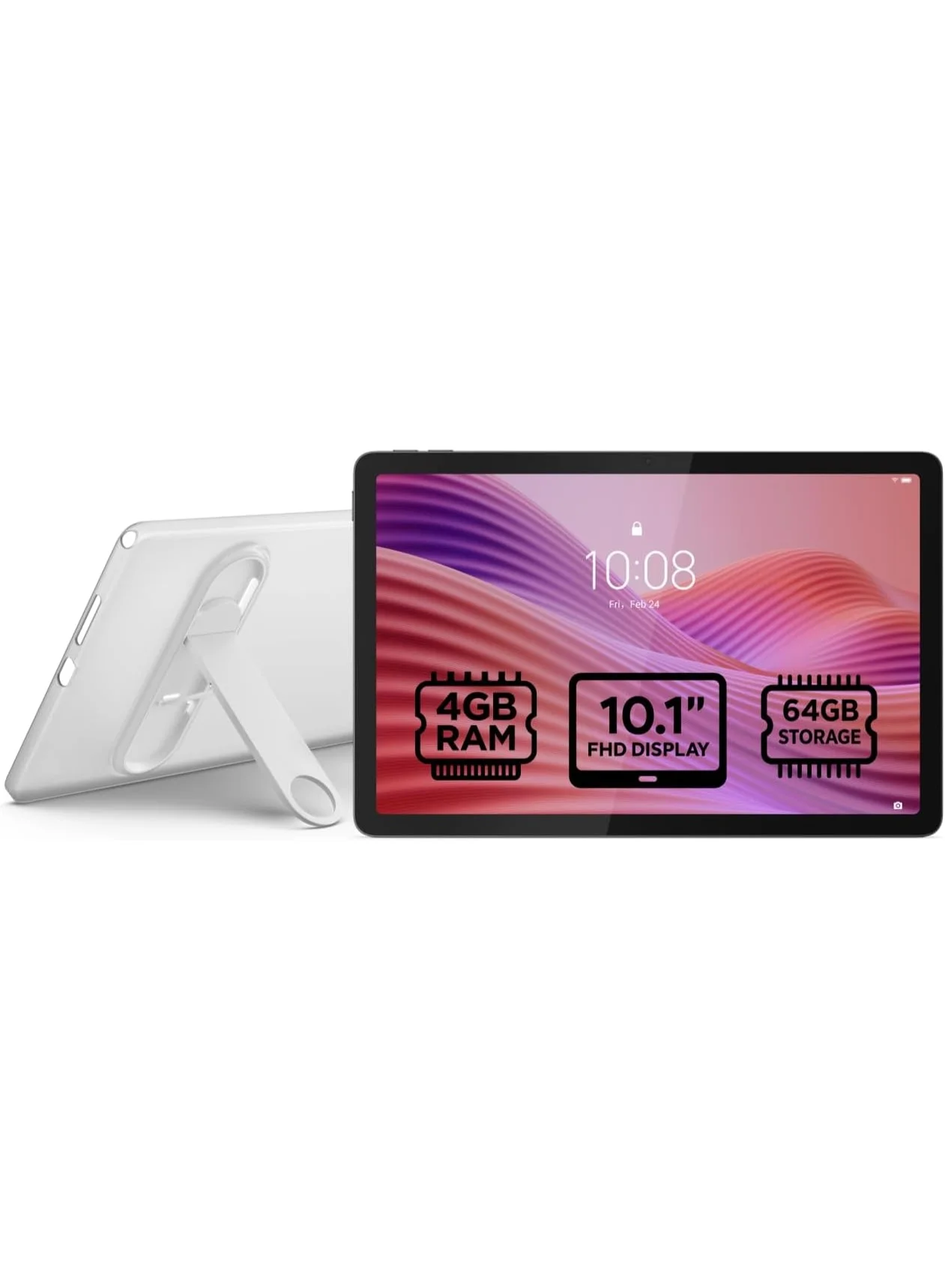 Premium 10.1-inch Tablet 4GB RAM 64GB ROM 4G LTE Connectivity with Protective Clear Case (Luna Grey, 10.1-inch) s3dcv