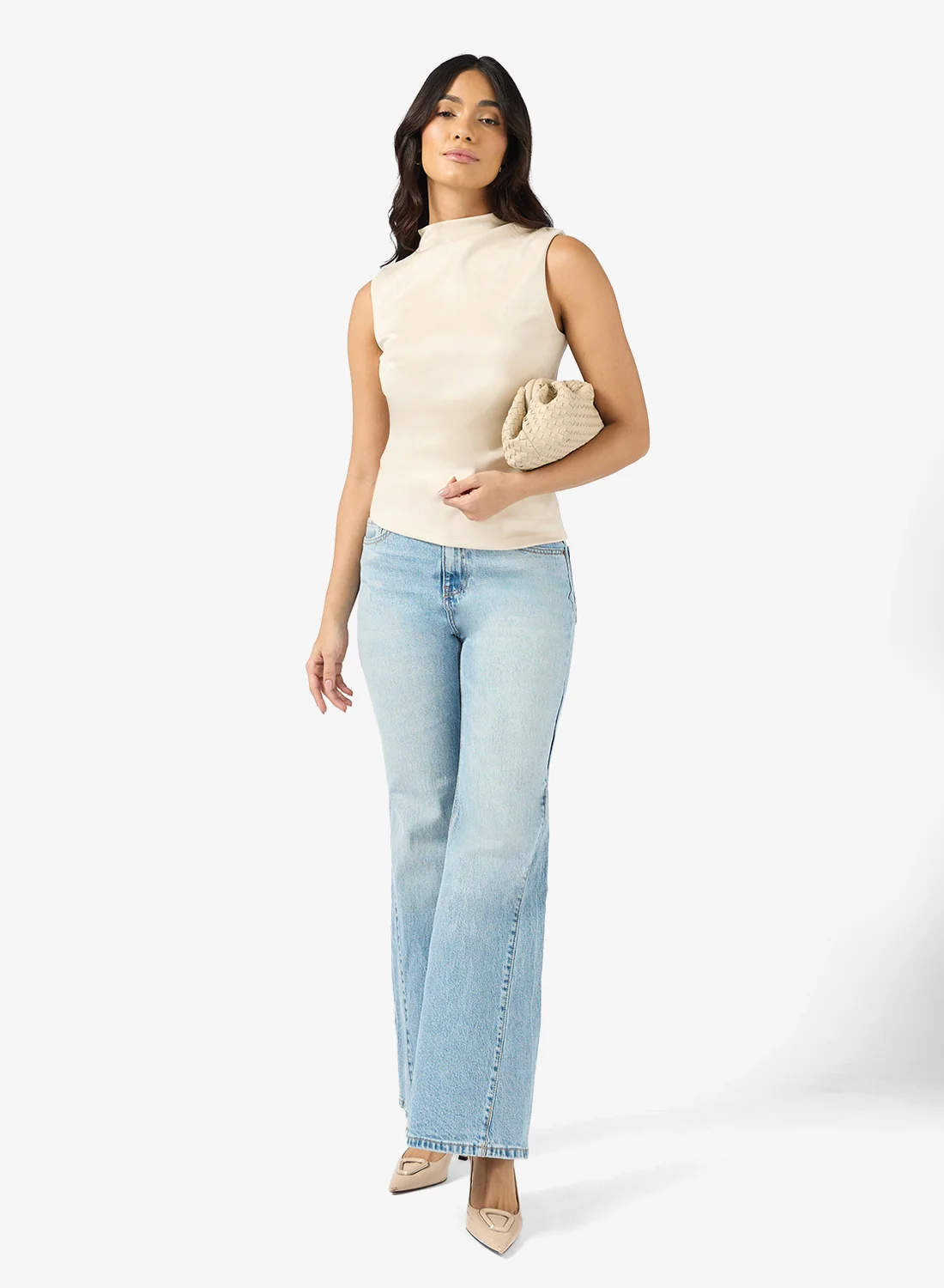 VERO MODA High Waist Flared Jeans Premium Denim Trousers for Women (Blue, 38) rp5uk