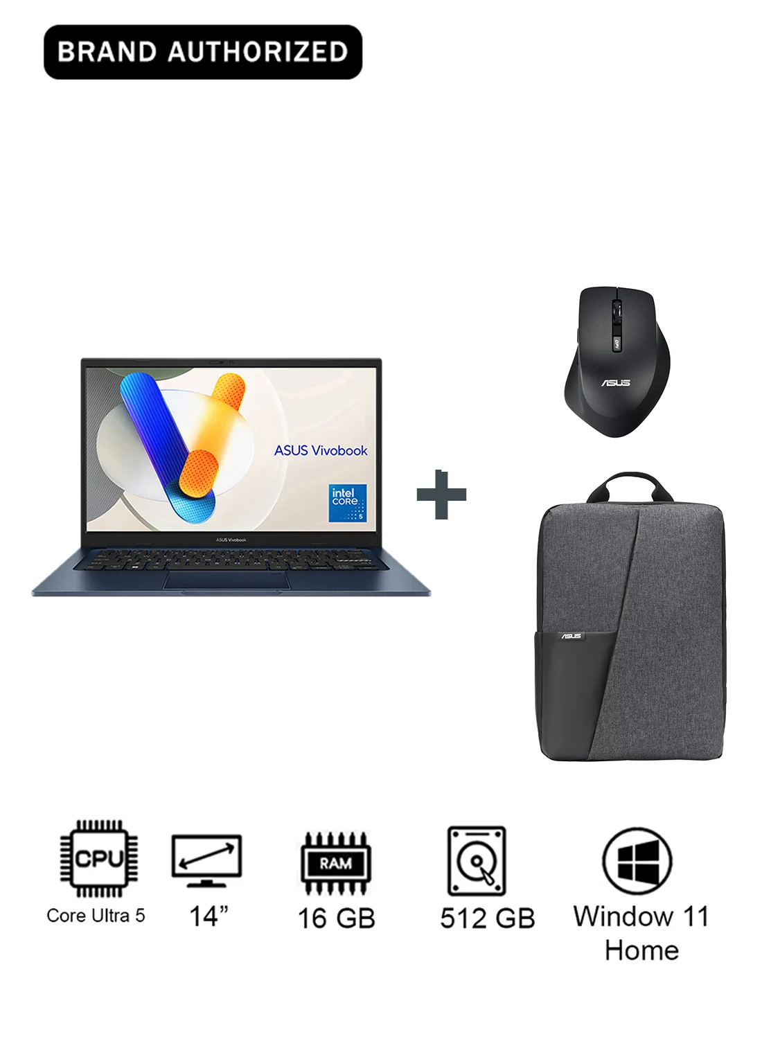 Premium 14-Inch Laptop, Core 5 Processor, 16GB RAM, 512GB SSD, Windows 11 Home, Includes Carrying Bag and Mouse (Blue, 14-Inch) elnn5