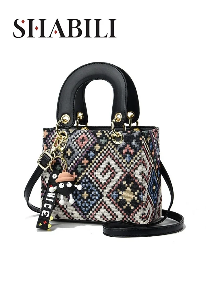 SHABILI Fashion Shoulder Bag with Doll Charm, Premium Small Crossbody Tote for Women and Students (22cm x 18cm x 8cm) axl04