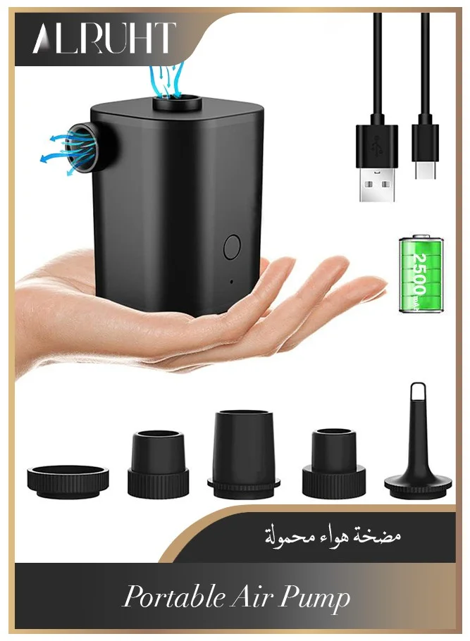 Alruht Portable Rechargeable Air Pump Electric Inflator and Deflator for Air Mattresses and Pool Floats (USB Powered, ABS Plastic) yqbi2