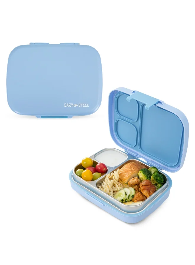 Eazy Kids Premium Stainless Steel Lunch Box (3-Compartment, Leakproof, Blue, 710mL) cpuk1