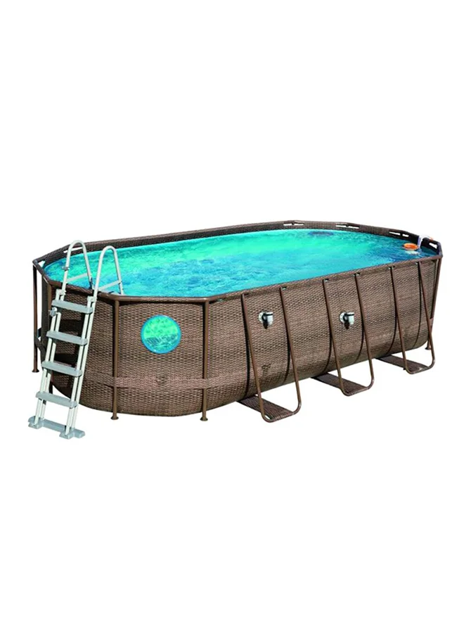 Premium Oval Above Ground Swimming Pool Set with Filter Pump and Safety Ladder (5.49 x 2.74 x 1.22 m) alm3o