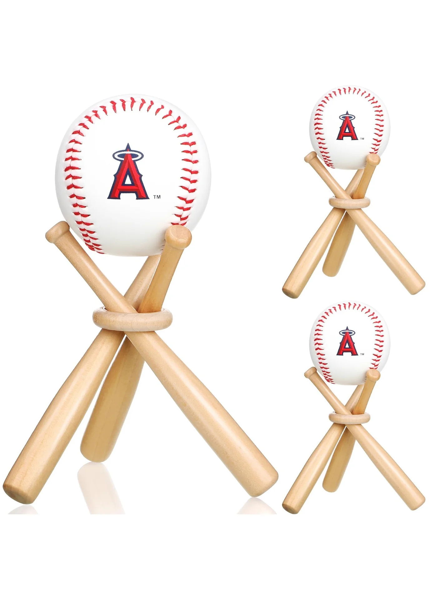 Excefore Baseball Display Stand Wooden Holder for Sports Memorabilia (Natural Wood, 1 Piece) q5e1s