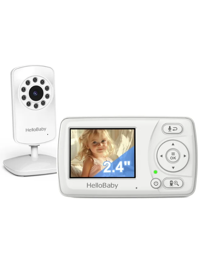 Hellobaby HB30 Video Baby Monitor with 2.4-inch LCD Screen, Infrared Night Vision, Two-Way Audio, and Temperature Sensor (Single Unit) 3plre