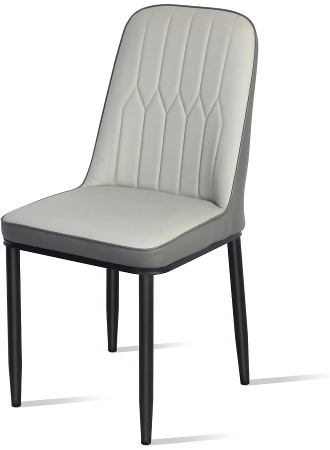 SKY-TOUCH Modern PU Leather Dining Chair with High Back and Metal Legs (Grey, 1 Piece) wxjrv