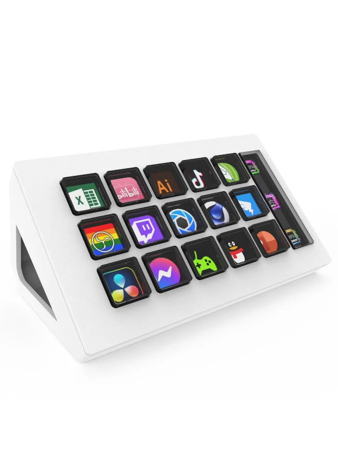 MiraBox Visual Control Console with 15 Custom LCD Keys and Touchscreen Dial for Professional Streaming and Workflow Automation (15 Keys) 7yxav
