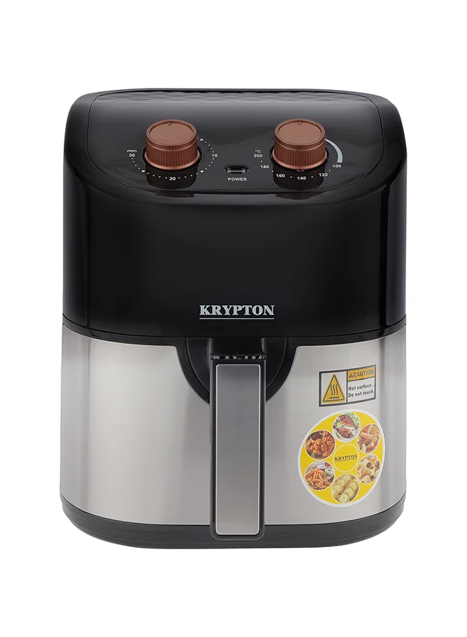 KRYPTON Air Fryer with Non-Stick Pot and Rack, Vortex Technology, Adjustable Temperature Control for Healthy Cooking (Black/Silver, 4.5 L) r4mrm