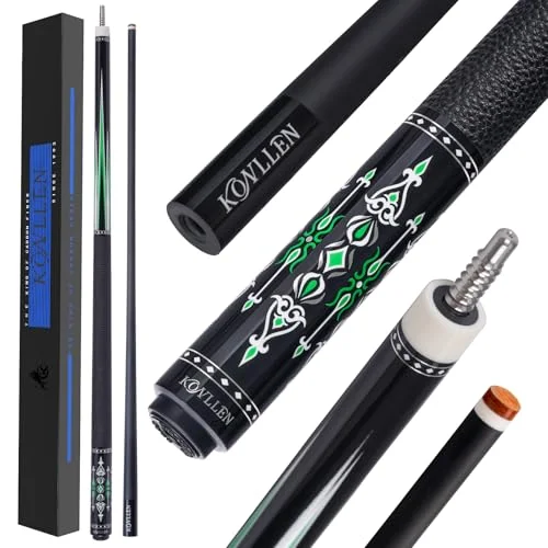 KONLLEN Carbon Fiber Pool Cue Stick Professional Billiard Cue with Low Deflection Technology (Black, 58 inch) 3qilc