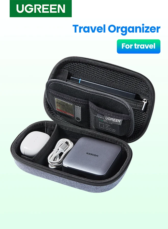 Premium Electronics Organizer Case, Water-Resistant Tech Accessories Pouch for Travel, Shockproof Storage for Chargers and Cables (Grey, 20cm x 12cm x 6cm) gunet