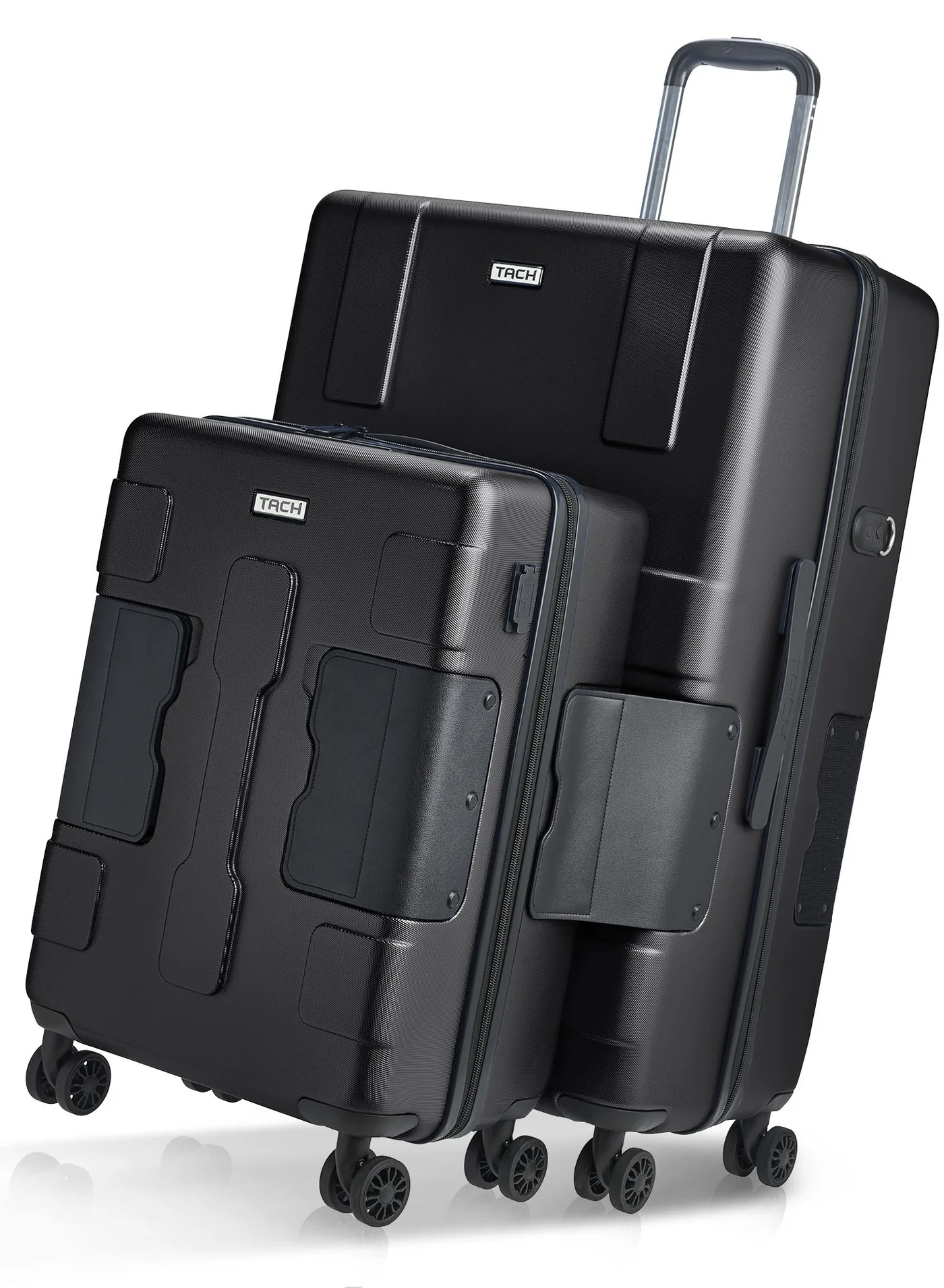 Premium Connectable Hard Shell Luggage Set (2-Piece, Black, Large and Carry-on) se6su