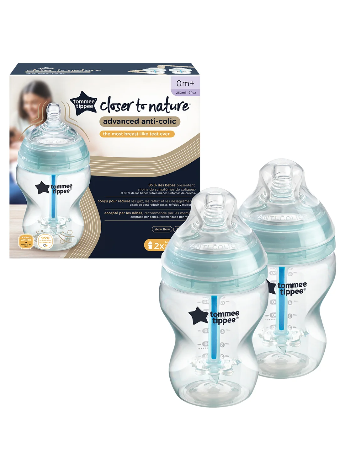 Premium Anti-Colic Feeding Set (260 mL, Pack of 2) - BPA-Free Polypropylene for Newborns gke3g