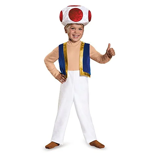 Premium Mushroom Character Cosplay Outfit for Toddlers (White and Blue, 2T) h3sfo