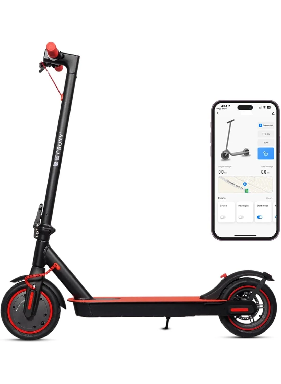 Crony Electric Scooter Foldable Commuter Scooter with App Connectivity and LED Headlights (Red, 8.5-inch Tires) cvtki