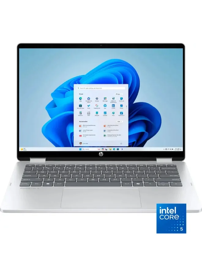 Premium 2-in-1 Laptop 14-Inch 2K Touch-Screen Intel Core 5 8GB RAM 512GB SSD Windows 11 (Glacier Silver) c0rp4