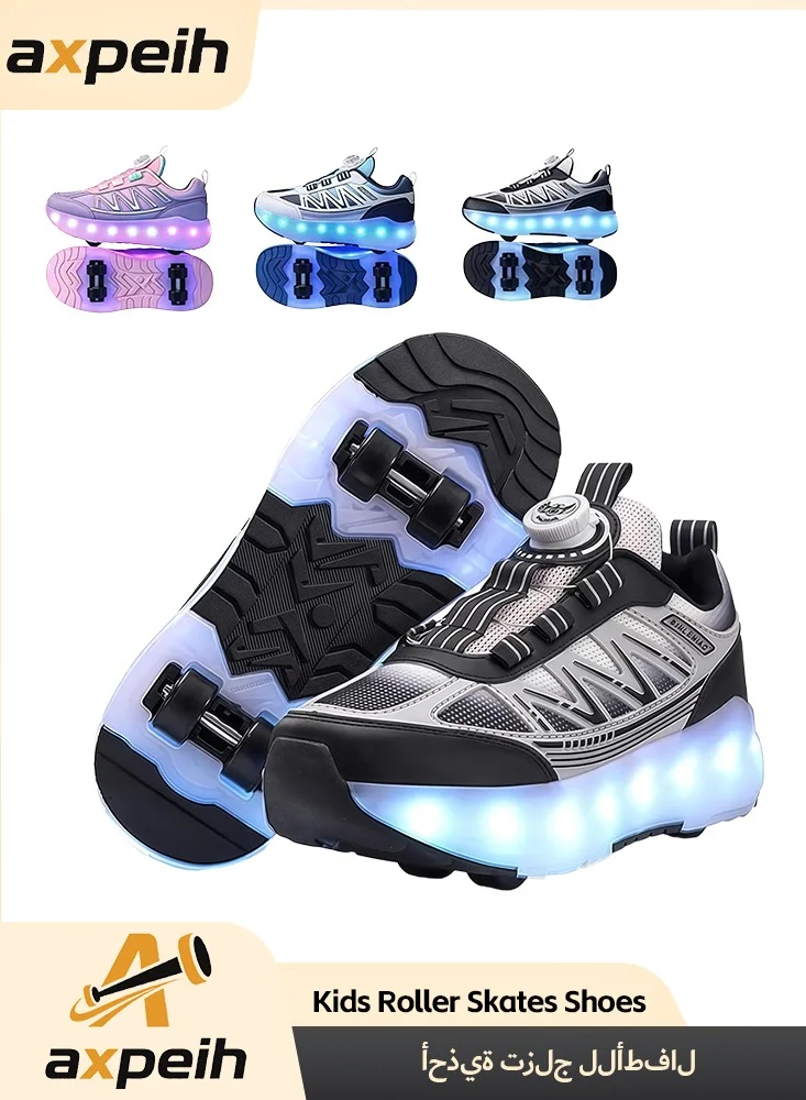 Axpeih Kids Roller Skates Shoes with 16 LED Flashing Modes (Unisex, Beginner-Friendly, Mesh) 7zote
