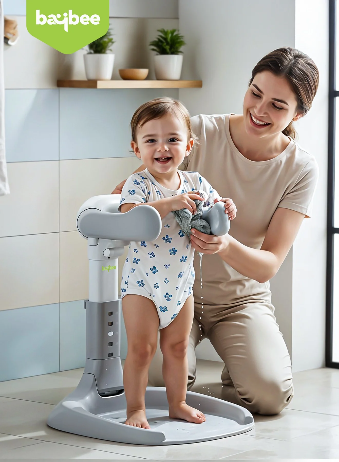 BAYBEE Foldable Baby Bath Stand with Adjustable Height and Support (Grey, 5-Level Height) 2f8q7