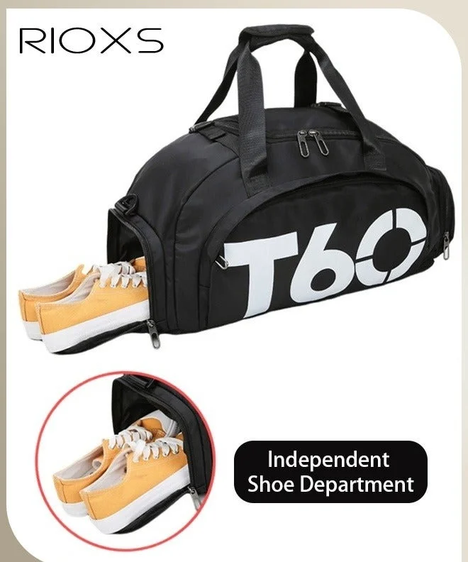 RIOXS Gym Duffle Bag with Shoe Compartment and Wet Pocket Waterproof Sports Holdall for Fitness Yoga Travel (Unisex, 45 cm x 25 cm x 25 cm) zjf25