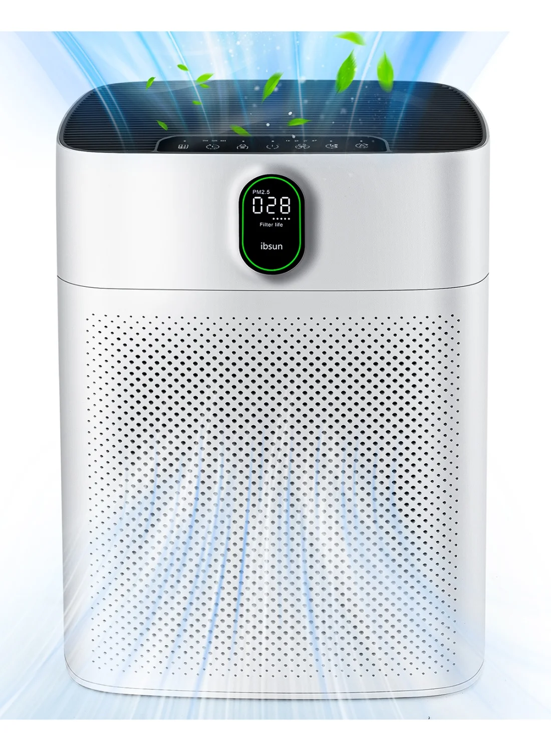 Ibsun Air Purifier for Large Rooms (100 m2 Coverage, HEPA Filtration, PM2.5 Sensor, Double-Sided Air Inlet, White) bve9h