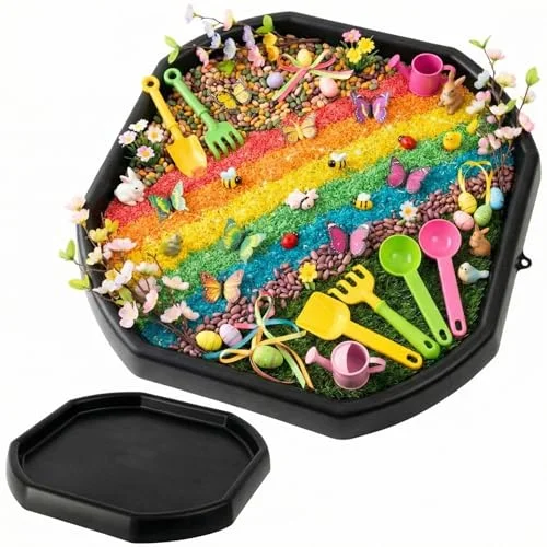 Gemscream Sensory Play Tray 28 Inch Heavy-Duty Activity Table for Kids Indoor and Outdoor Sand and Water Play (71 cm) 5f0hi