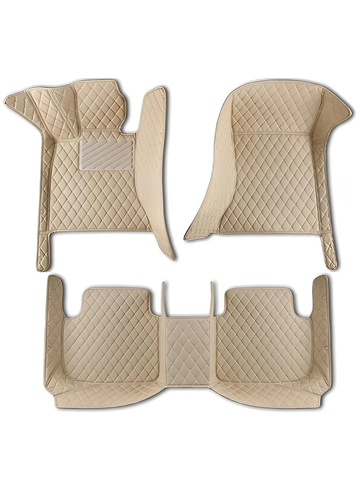 WINCA Premium PVC Leather Car Floor Mats for SUV (Beige, Full Set) 4ou79